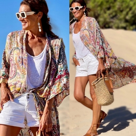 New With Tag Zara Long Pasley-Style Printed Belted Kimono Blogger Fav NWT Medium - Picture 5 of 12